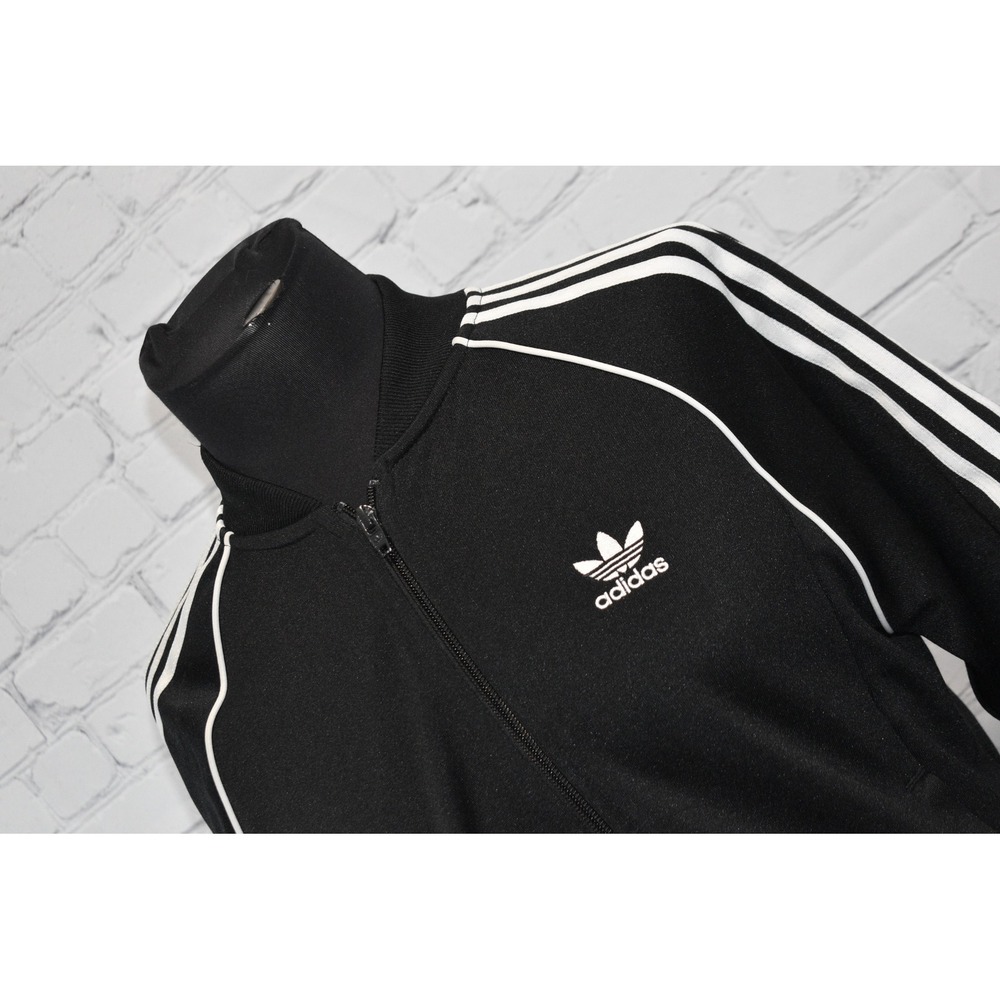 Adidas Track Jacket Women Medium Black Full Zip Trefoil 3-Stripe Polyester - Picture 8 of 8